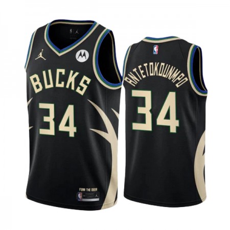 Dres Milwaukee Bucks Giannis Antetokounmpo 34 Jordan 2022-23 Statement Edition Crno Swingman